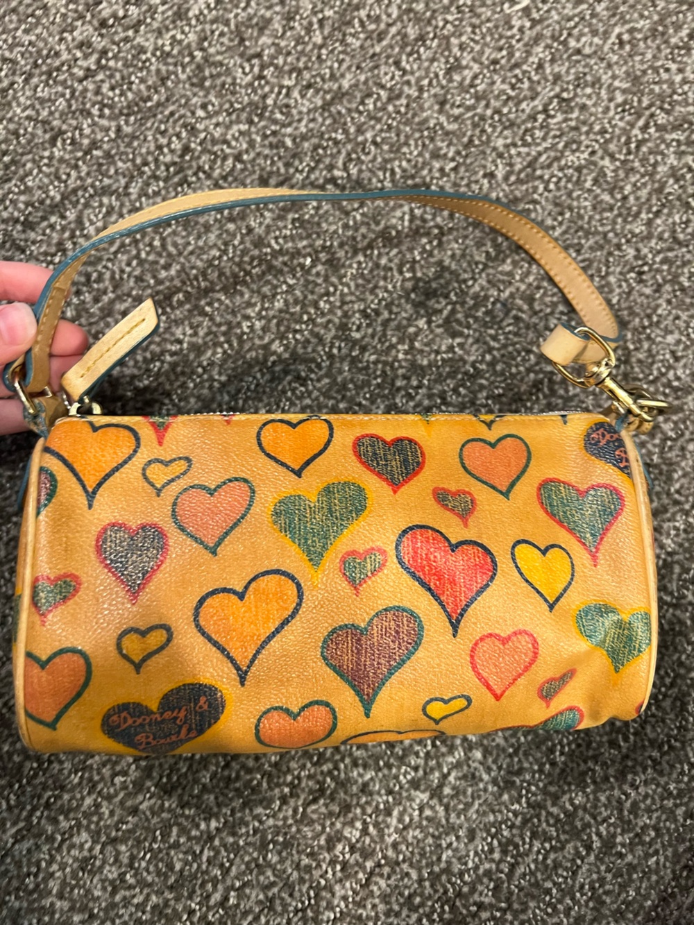 Vintage Dooney & Burke Heart-Print Leather Purse